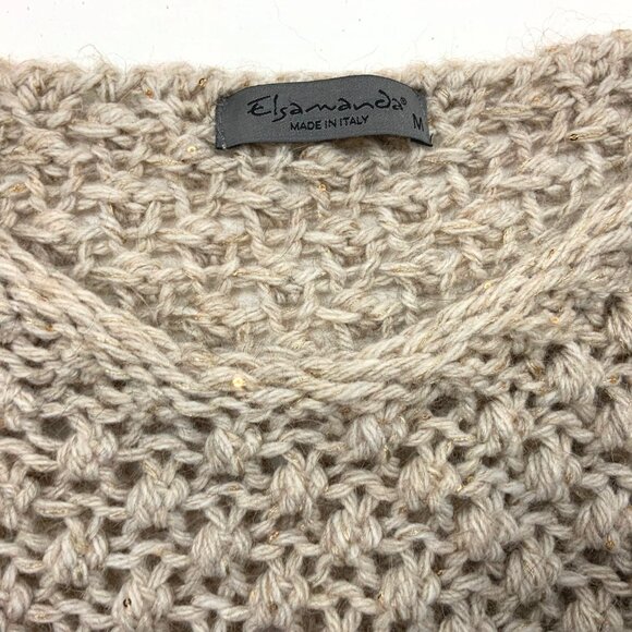 Anthropologie Elsamanda Open Knit Begie Sweater Italy Sz M - Picture 10 of 16